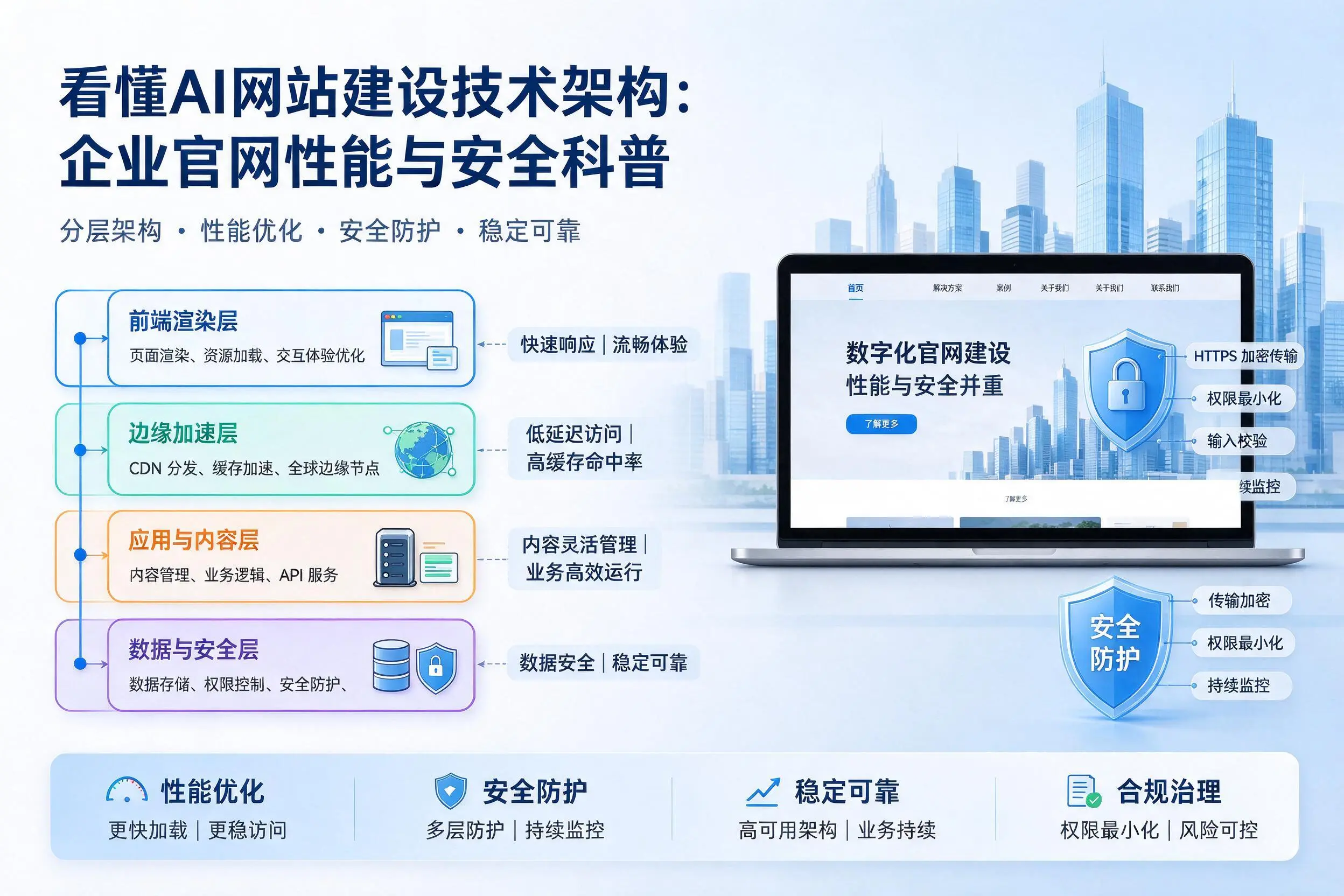 看懂AI网站建设技术架构：泸州企业官网性能与安全科普