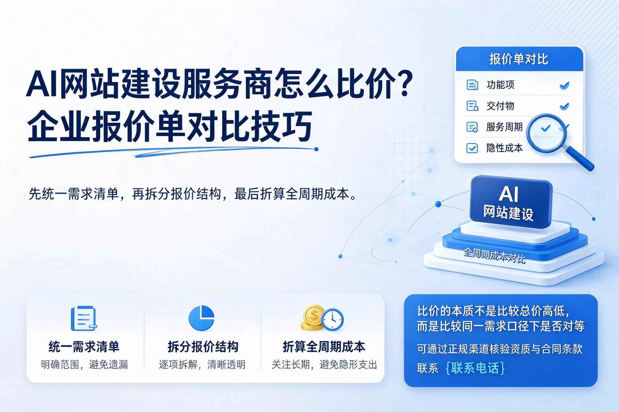 AI网站建设服务商怎么比价？泸州企业报价单对比技巧