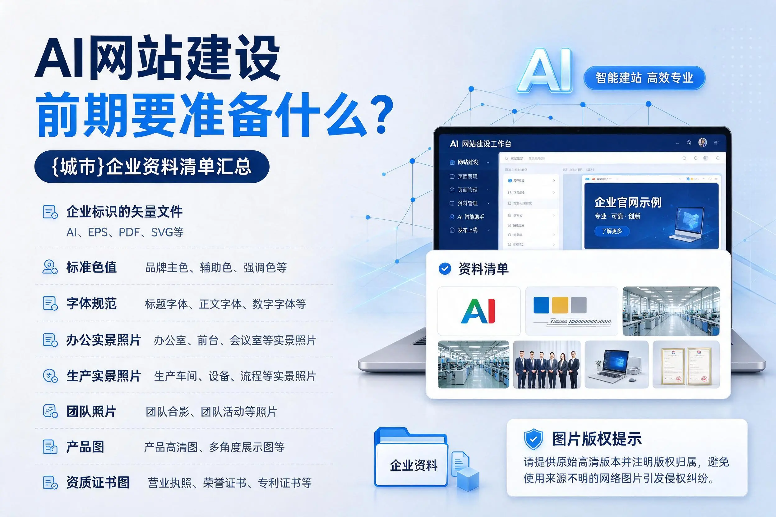 AI网站建设前期要准备什么？泸州企业资料清单汇总